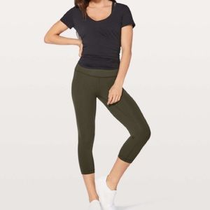 Lululemon Athletica High Rise Olive Green Cotton Leggings